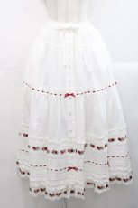 画像1: PINK HOUSE / いちごレース使いスカート  白Ｘ赤 I-25-11-12-079-LO-SK-SA-ZI (1)
