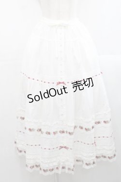画像1: PINK HOUSE / いちごレース使いスカート  白Ｘ赤 I-25-11-12-079-LO-SK-SA-ZI