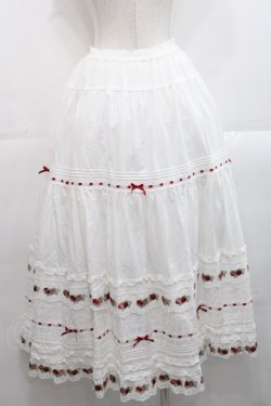 画像2: PINK HOUSE / いちごレース使いスカート  白Ｘ赤 I-25-11-12-079-LO-SK-SA-ZI