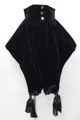 BPN / 裾リボン変形別珍王子パンツ  黒 I-25-11-12-082-GO-PA-SA-ZI