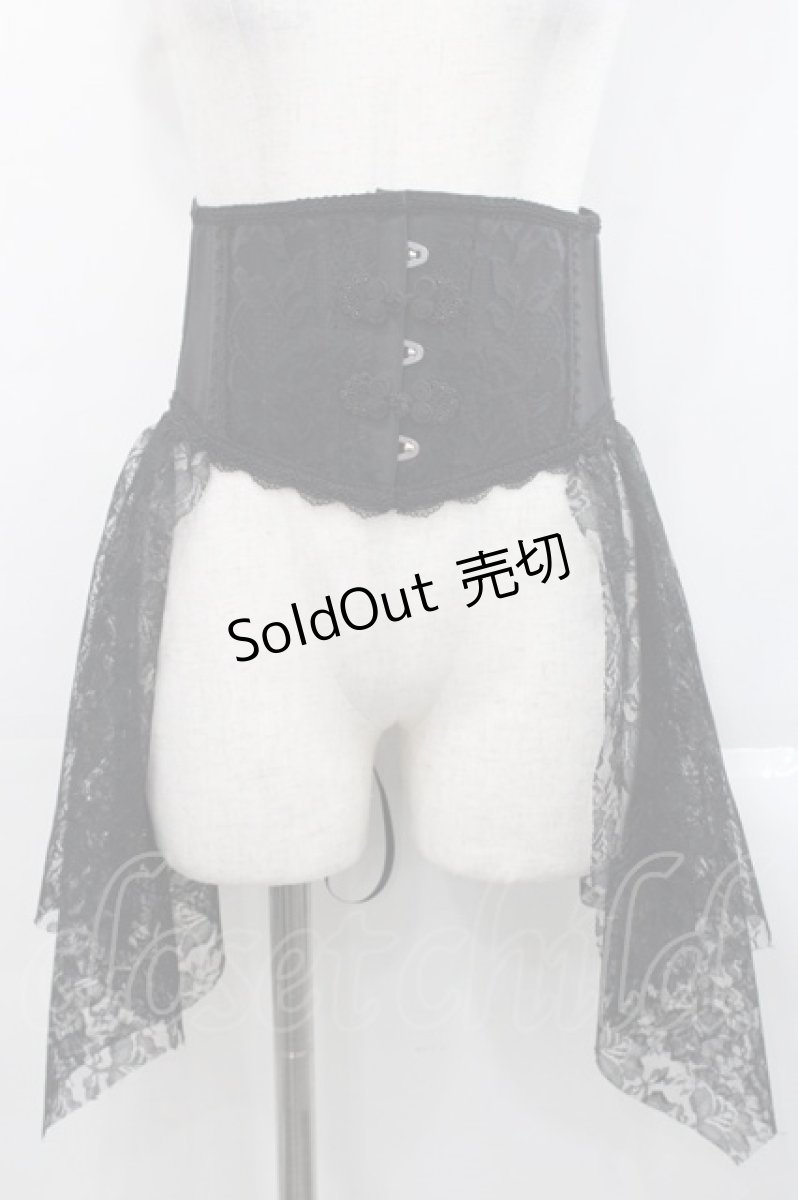 画像1: MR corset / チャイナボタンテール付ベリーショートコルセット  黒 I-25-11-12-083-PU-ZA-SA-ZI (1)