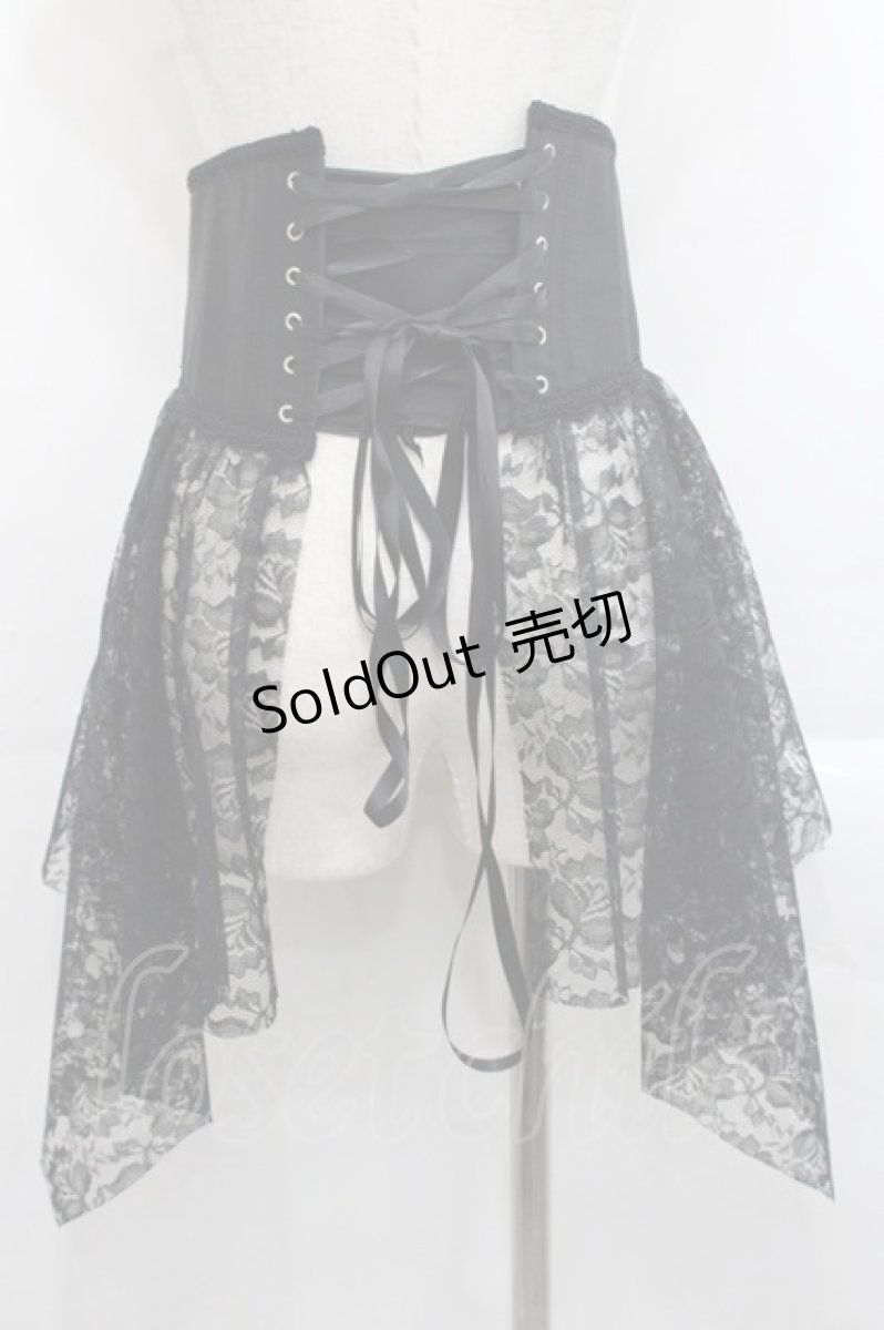画像2: MR corset / チャイナボタンテール付ベリーショートコルセット  黒 I-25-11-12-083-PU-ZA-SA-ZI (2)