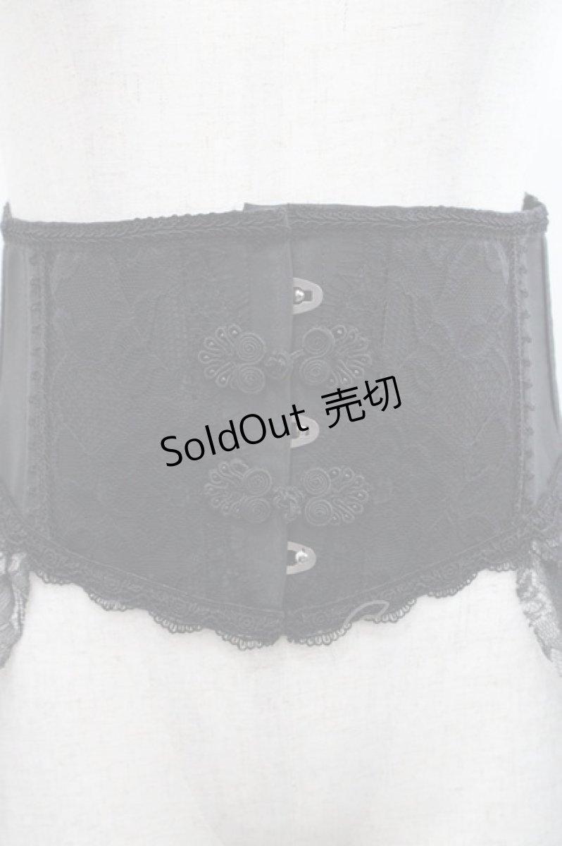 画像3: MR corset / チャイナボタンテール付ベリーショートコルセット  黒 I-25-11-12-083-PU-ZA-SA-ZI (3)