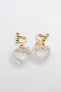 画像1: PINK HOUSE / ハートラメモチーフイヤリング  クリア I-25-11-12-100-LO-AC-SA-ZI