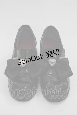 画像1: Amavel / ハートビジュー付きローファーパンプス  ブラック I-25-11-12-118-CA-SH-SA-ZI