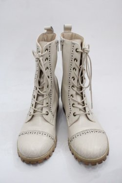 画像1: PINK HOUSE / レースアップレザーブーツ 2(S) アイボリー I-25-11-12-122-LO-SH-SA-ZI