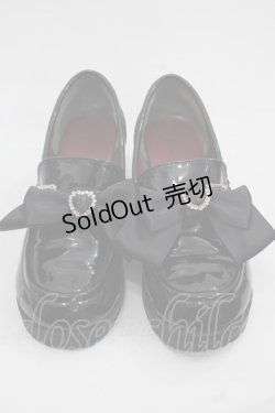 画像1: Amavel / ハートビジュー付きローファーパンプス  ブラック I-25-11-12-123-CA-SH-SA-ZI