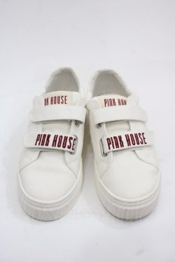 画像1: PINK HOUSE / ピンクハウスロゴ刺繍ベルクロスニーカー 2(S) アイボリー I-25-11-12-124-LO-SH-SA-ZI