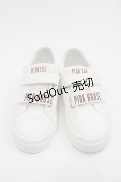 画像1: PINK HOUSE / ピンクハウスロゴ刺繍ベルクロスニーカー 2(S) アイボリー I-25-11-12-124-LO-SH-SA-ZI