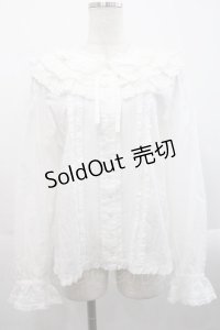 PINK HOUSE / フリル襟付きローンブラウス  白 I-25-11-12-013-LO-BL-SA-ZI
