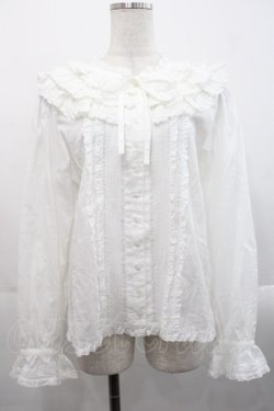 画像1: PINK HOUSE / フリル襟付きローンブラウス  白 I-25-11-12-013-LO-BL-SA-ZI