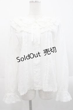 画像1: PINK HOUSE / フリル襟付きローンブラウス  白 I-25-11-12-013-LO-BL-SA-ZI