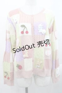 PINK HOUSE / スイーツスプリングバニーパッチワークニットカーディガン  ピンク I-25-11-12-014-LO-TO-SA-ZI