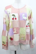 画像1: PINK HOUSE / スイーツスプリングバニーパッチワークニットカーディガン  ピンク I-25-11-12-014-LO-TO-SA-ZI (1)