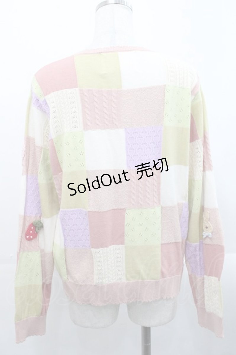 画像2: PINK HOUSE / スイーツスプリングバニーパッチワークニットカーディガン  ピンク I-25-11-12-014-LO-TO-SA-ZI (2)