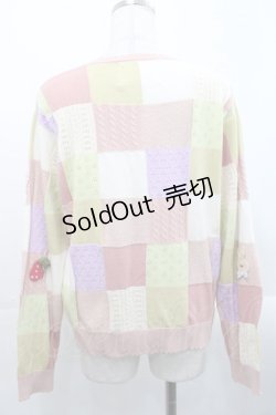 画像2: PINK HOUSE / スイーツスプリングバニーパッチワークニットカーディガン  ピンク I-25-11-12-014-LO-TO-SA-ZI