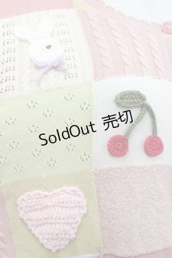 画像4: PINK HOUSE / スイーツスプリングバニーパッチワークニットカーディガン  ピンク I-25-11-12-014-LO-TO-SA-ZI
