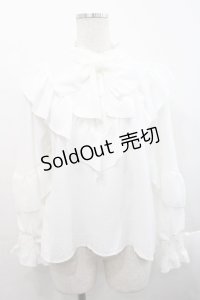 melume / makiコラボ梨地ブラウス L 淡白 I-25-11-12-004-LO-BL-SA-ZI