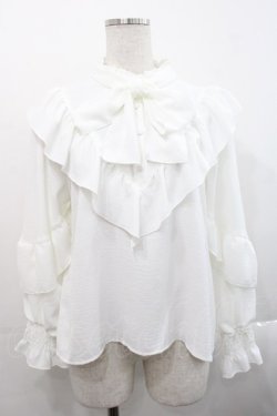 画像1: melume / makiコラボ梨地ブラウス L 淡白 I-25-11-12-004-LO-BL-SA-ZI