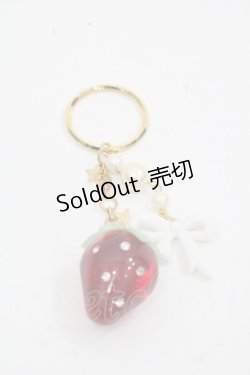 画像2: BABY,THE STARS SHINE BRIGHT / キャンディーストロベリーとリボンのキーホルダー  赤Ｘ白Ｘゴールド I-25-11-14-106-BA-AC-SA-ZI