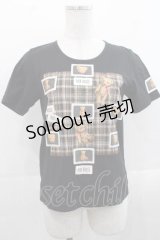 PINK HOUSE / くま刺繍&ワッペン半袖カットソー  黒Ｘブラウン I-25-11-15-027-LO-TO-SA-ZI