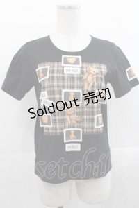 PINK HOUSE / くま刺繍&ワッペン半袖カットソー  黒Ｘブラウン I-25-11-15-027-LO-TO-SA-ZI