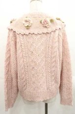 画像2: PINK HOUSE / バラモチーフ付きヨークニットカーディガン  ピンク I-25-11-15-029-LO-OP-SA-ZI (2)