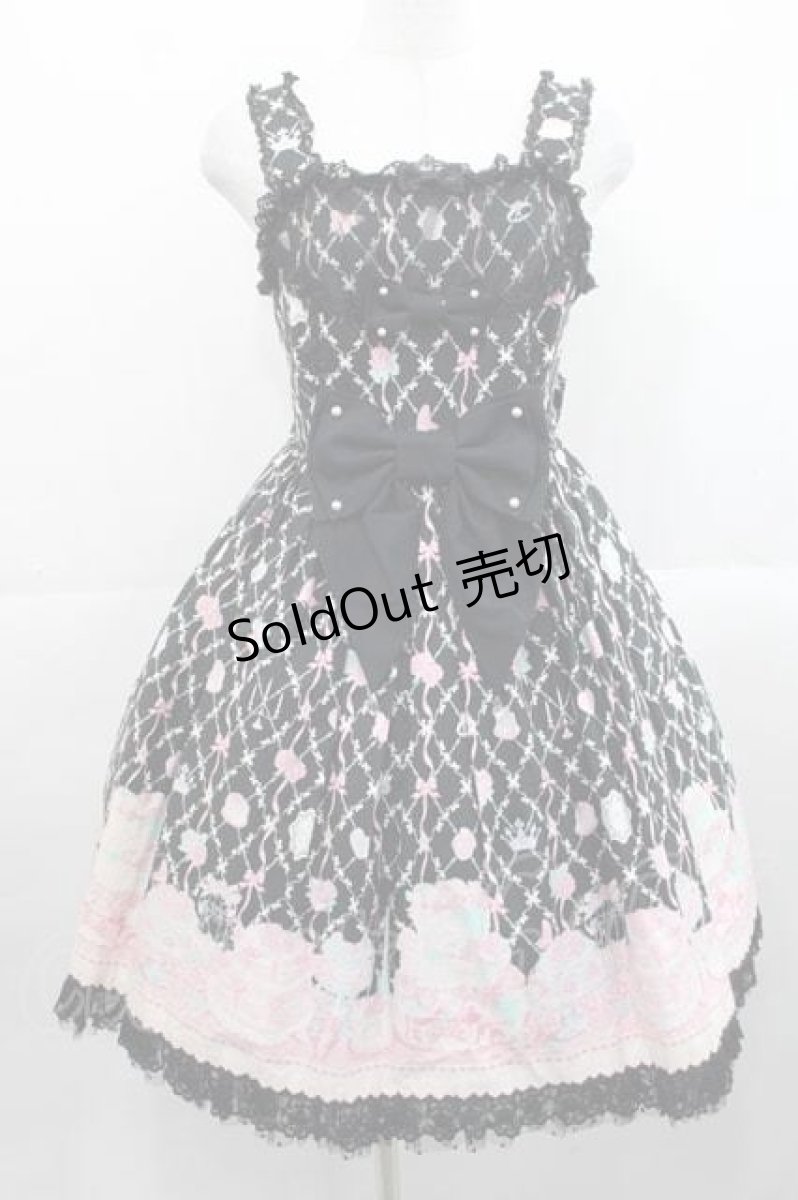 画像1: Angelic Pretty / メモリアルケーキ胸フリルジャンパースカート  黒 I-25-11-15-036-AP-OP-SA-ZI (1)