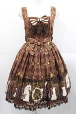 画像1: Angelic Pretty / Chess Chocolate ジャボ付ジャンパースカート  ブラウン I-25-11-15-037-AP-OP-SA-ZI (1)