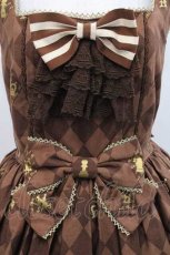 画像3: Angelic Pretty / Chess Chocolate ジャボ付ジャンパースカート  ブラウン I-25-11-15-037-AP-OP-SA-ZI (3)