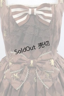 画像3: Angelic Pretty / Chess Chocolate ジャボ付ジャンパースカート  ブラウン I-25-11-15-037-AP-OP-SA-ZI