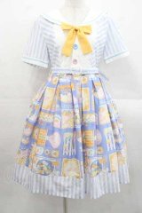 MISS POINT（海外ロリータブランド） / レモン&コスモスワンピース  青Ｘ白 I-25-11-15-050-LO-OP-SA-ZI