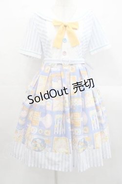 画像1: MISS POINT（海外ロリータブランド） / レモン&コスモスワンピース  青Ｘ白 I-25-11-15-050-LO-OP-SA-ZI