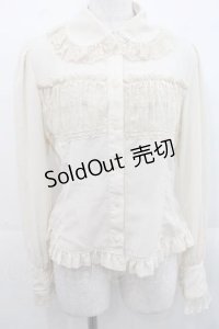 Innocent World / フロントギャザーレースブラウス  生成り I-25-11-15-006-IW-BL-SA-ZI