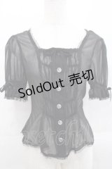 metamorphose / シースルー半袖ブラウス  黒 I-25-11-15-007-ME-BL-SA-ZI
