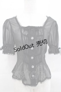 画像1: metamorphose / シースルー半袖ブラウス  黒 I-25-11-15-007-ME-BL-SA-ZI