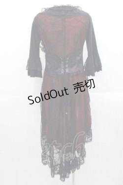 画像2: Qutie Frash / メッシュ切替ロングカーディガン  黒Ｘ赤 I-25-11-15-064-QU-TO-SA-ZI