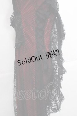 画像4: Qutie Frash / メッシュ切替ロングカーディガン  黒Ｘ赤 I-25-11-15-064-QU-TO-SA-ZI