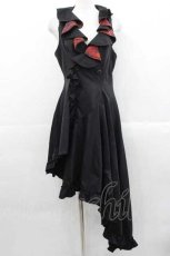 画像1: h.naoto Blood / クロス刺繍変形ロングベスト  黒ｘ赤 I-25-11-15-065-HN-TO-SA-ZI (1)