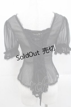 画像2: metamorphose / シースルー半袖ブラウス  黒 I-25-11-15-007-ME-BL-SA-ZI