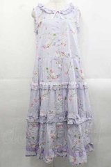 PINK HOUSE / スイートピープリントノースリーブワンピース  ラベンダー I-25-11-15-067-LO-OP-SA-ZI