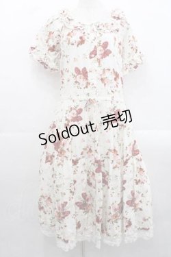 画像1: PINK HOUSE / リボンブーケプリントミディワンピース  アイボリー I-25-11-15-068-LO-OP-SA-ZI