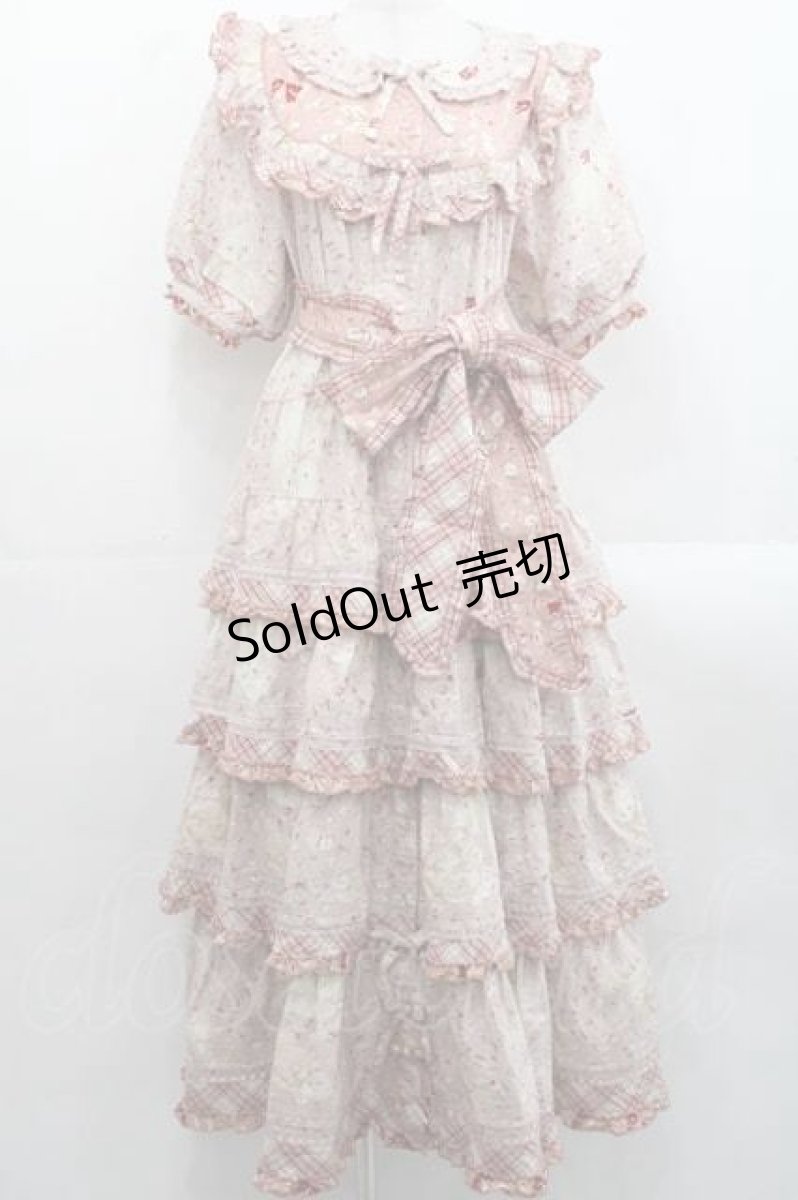 画像1: PINK HOUSE / バラ園うさぎプリントパッチワークワンピース  ピンク I-25-11-15-070-LO-OP-SA-ZI (1)