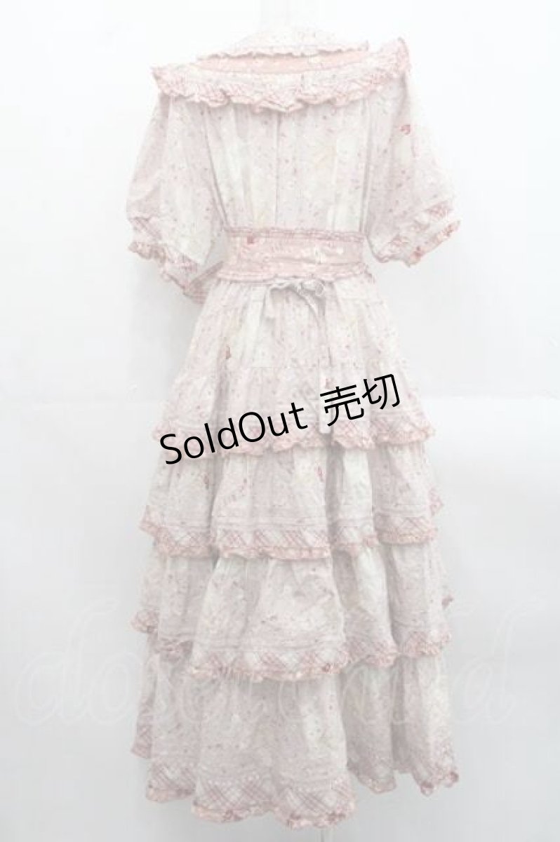 画像2: PINK HOUSE / バラ園うさぎプリントパッチワークワンピース  ピンク I-25-11-15-070-LO-OP-SA-ZI (2)
