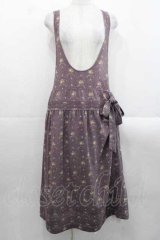 WONDERFUL WORLD / ミニ薔薇総柄たくしあげジャンパースカート  紫 I-25-11-15-072-LO-OP-SA-ZI