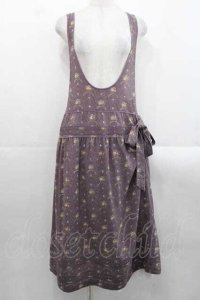 WONDERFUL WORLD / ミニ薔薇総柄たくしあげジャンパースカート  紫 I-25-11-15-072-LO-OP-SA-ZI