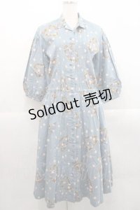 PINK HOUSE / ハートリースローズ総柄ワンピース  青 I-25-11-15-076-LO-OP-SA-ZI