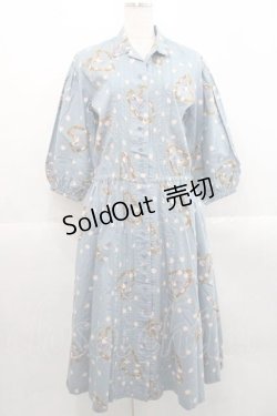 画像1: PINK HOUSE / ハートリースローズ総柄ワンピース  青 I-25-11-15-076-LO-OP-SA-ZI