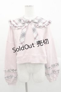 Angelic Pretty / タータンチェックレッスン付け襟プルオーバー  ピンク I-25-11-15-009-AP-TO-SA-ZI