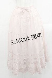 PINK HOUSE / ハートワッペン使いローンティアードスカート  ピンク I-25-11-15-090-LO-SK-SA-ZI
